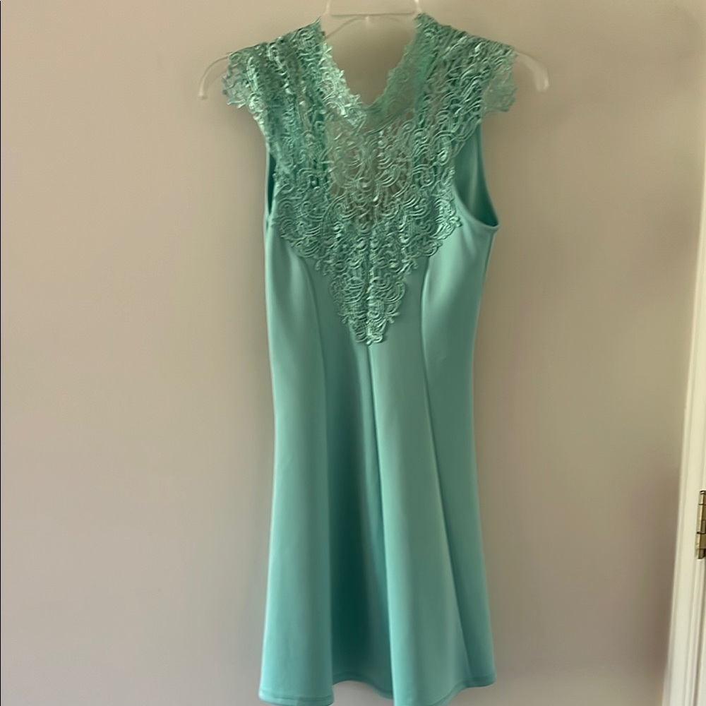 Elegant Lace Aqua Dress